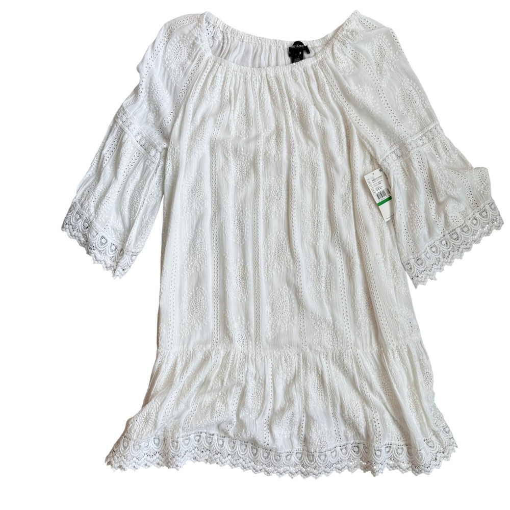 Karen‎ Kane Amalfi Coast Mixed Lace Dress White Boho NWT Womens L